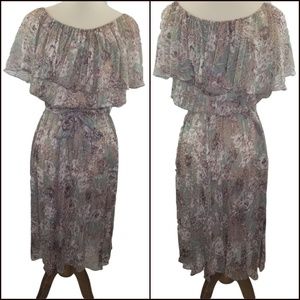 Joseph Magnin Off the Shoulder Floral Midi Dress